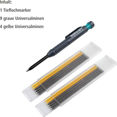 wolfcraft I Tieflochmarker-Set I 8661000 I Zum Anzeichnen an schwer zugänglichen Stellen, ideal für den Einsatz in Bohrlöchern I Arbeiten mit Schablonen (1/5)
