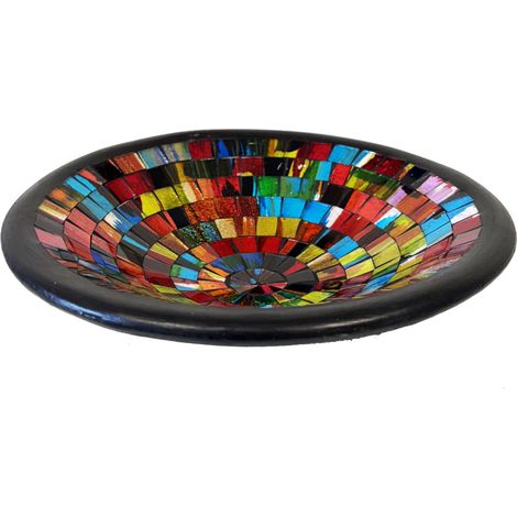 Coupelle vide-poche ronde artisanale rouge, bleu et jaune