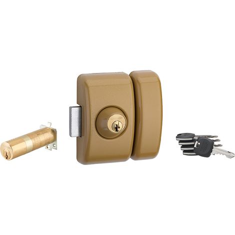 THIRARD - Verrou double entrée Universel ajustable pour entrée, HG 5+, dim. cylindre de 35 à 80mm, acier, 5 clés, epoxy bronzze  - THIRARD (1/5)