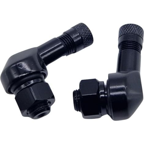 Felgenfactory Set of 2 Aluminum Angle Valves for Motorcycle, Black, 8.3 mm (1/4)