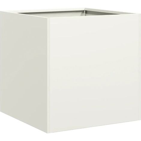 Macetero de exterior con base abierta 40 x 40 x 40 cm robusto de estética moderna fabricado en acero laminado en frío blanco 020051452 (1/5)