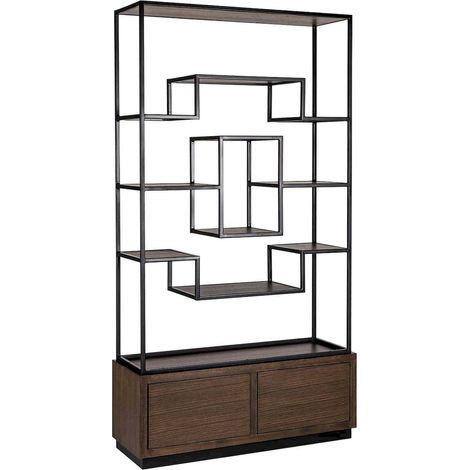 Vitrine élégante chêne 2 tiroirs - Chêne foncé (1/5)