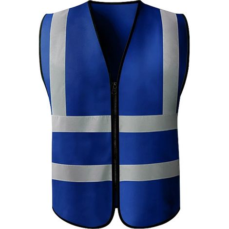 Gilet de Sécurité Haute Visibilité sans Poche à Bretelles - Veste de Travail Chantier BTP Paysagisme Assainissement - Bleu Foncé - Lot de 8-lsw