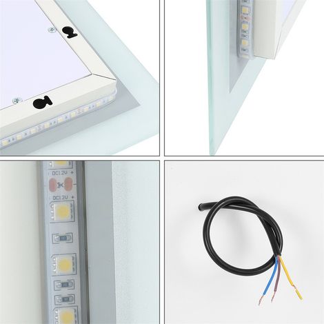 Acezanble – Miroir lumineux de salle de bain 120 x 80 cm – Éclairage LED anti-buée – IP44 – Interrupteur tactile – Montage vertical/horizontal