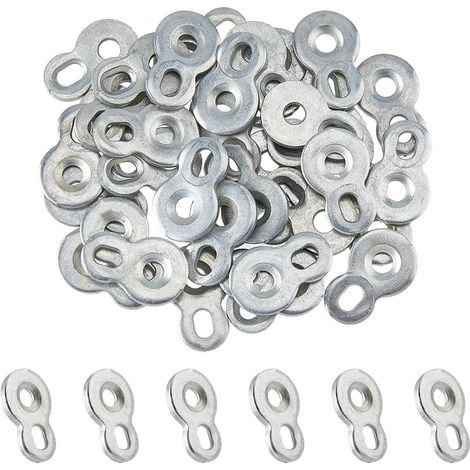 50-teiliges Set aus Stahlverbindern in Achterform für Tischplattenverbindungen, robuste Schreibtischclips für Tischplatten, Stühle, Bänke, Schreibtischplatten und Schrankfronten