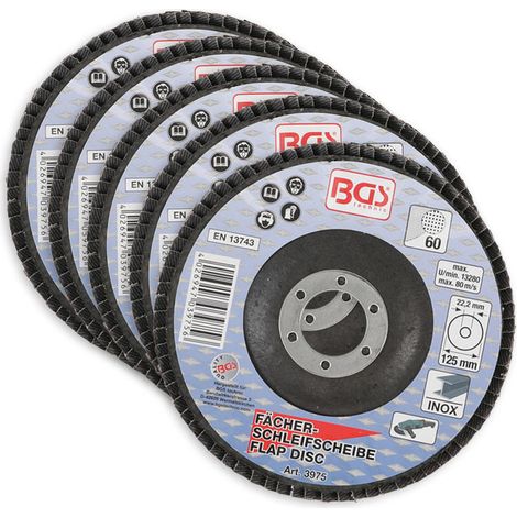 Lot 5 disques Ø 125 mm 22 mm a lamelles bgs grain de 60 (1/4)