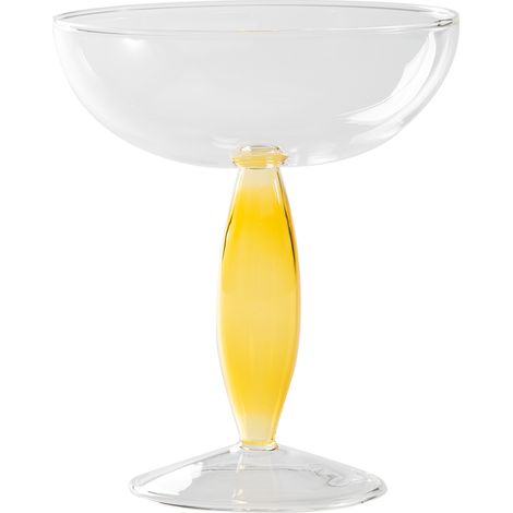 Dorici Set 4 Coppe in Vetro Borosilicato Soffiato a Mano Colore Trasparente e Giallo Oro Design Contemporaneo Ispirazione Classica Eleganza Tavola