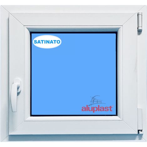 Finestra in PVC L600 mm x H600 mm Bianco, Oscillo-battente Apertura Destra  Vetro Satinato