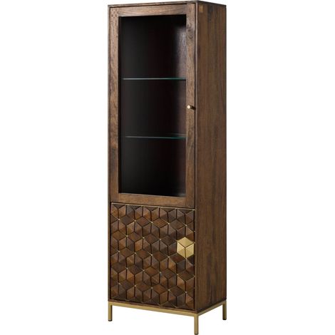 Vitrine Mango 63x40x200 braun geölt DIAMOND 216