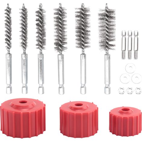 Kit de nettoyage de tuyaux en cuivre pour perceuse, brosse de nettoyage de tuyaux, tuyaux en cuivre, tuyaux et raccords de soudure (1/5)