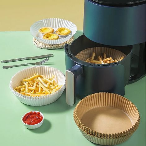 100 feuilles de papier sulfurisé jetables, antiadhésives, pour friteuse à air chaud, poêle ou cuiseur vapeur. (1/5)