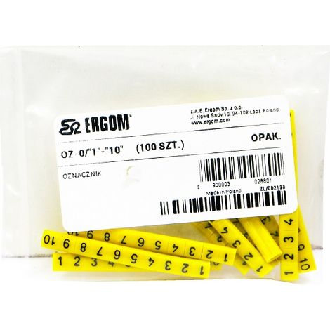 Marcador de cables OZ-0/1-10 amarillo E04ZP-01020101100 /100 unidades/ (1/3)