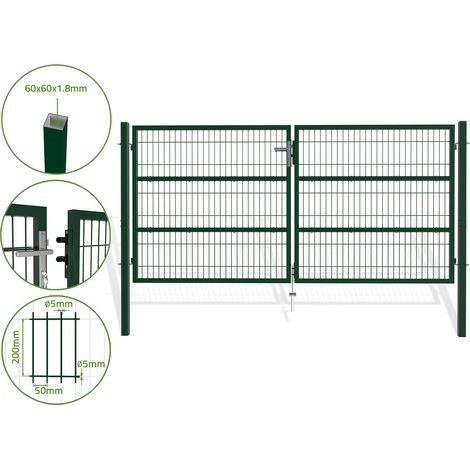 Doppelflügeltor für Stabmattenzaun 3m RAZO 300 x 140 cm Moosgrün (1/5)