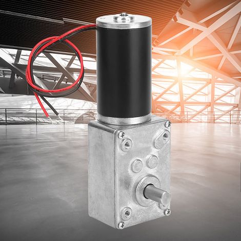 Moteur à engrenage à vis sans fin 12 V CC avec arbre de sortie de 8 mm (1/5)