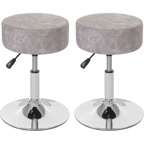 Juego de 2 taburetes giratorios regulables en altura Ø 35cm símil ante gris vintage 040005219 (1/5)