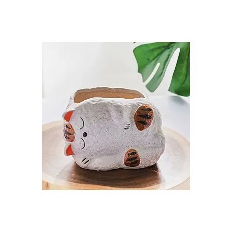 Ensemble de deux jardinières en céramique (motif chat) Décoration unique pour la maison et le bureau. Un cadeau personnalisé idéal pour les amoureux des plantes et des chats.13 x 9 x 9 cm (1/3)