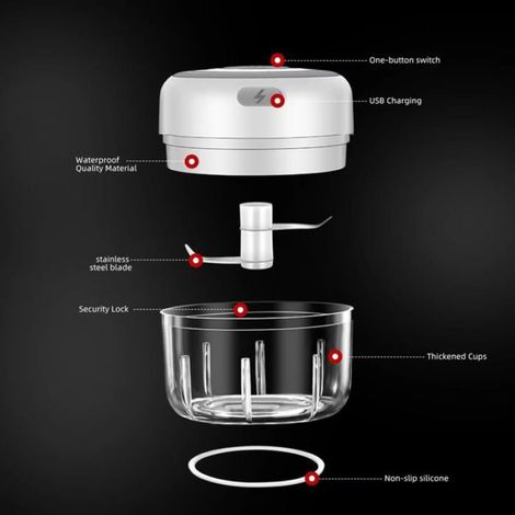 Presse-Ail Électrique - Mini Presse-Ail Portable Pour Légumes Et Salades - 1 Pièce (1/3)