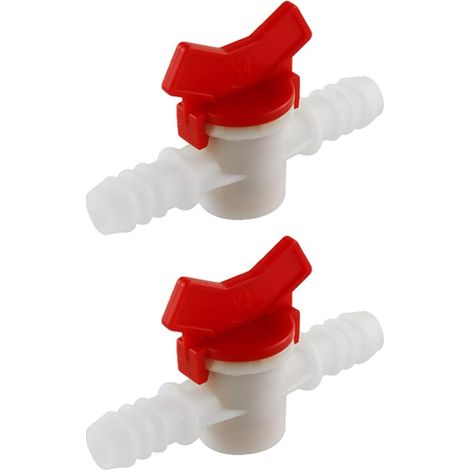 Set aus 2 weißen Stahldraht-Kugelhähnen mit Absperrschalter, Schlauchanschluss, Garten-Durchflussregelventil und Tropfbewässerungsschlauch (25-25 mm).