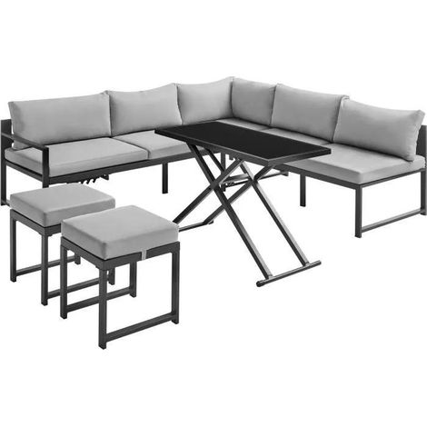 Nivada Gartenmöbelset Modern Aluminium Grau 7 Plätze (1/3)