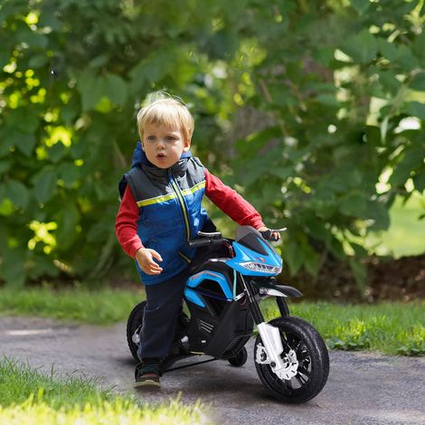 Moto électrique pour Enfants de 3-6 ans 25 W 6 V 3 Km/h Effets Lumineux et sonores roulettes Amovibles Charge max. 30 kg Bleu (1/5)