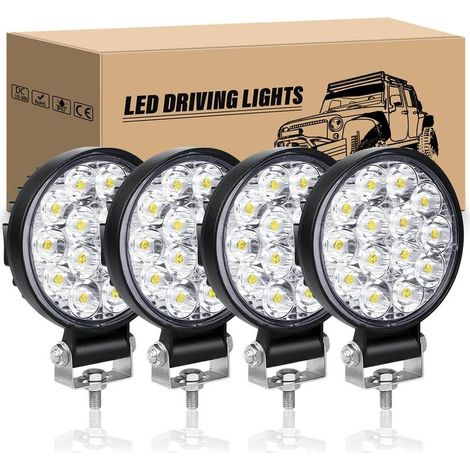 4-Piece LED Work Light, 3.2 Inch 42W Spot Beam 6000K IP67, 12V 24V Off-Road Driving Lights for 4x4 Truck Tractor SUV Boat (1/5)
