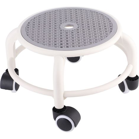 Tabouret bas roulant rond, roue universelle confortable, mobile, Mini capacité de poids élevée pour la maison, gris (1/5)