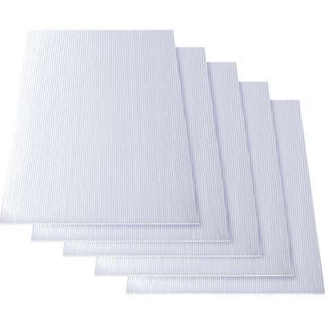 SWANEW Set di 5 lastre in policarbonato a doppia parete, spessore 8 mm, 121x60,5 cm, resistente ai raggi UV, trasparente (1/5)