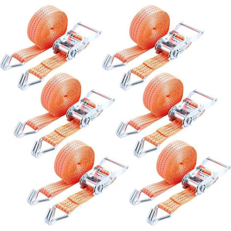 6x Spanngurte mit Ratsche 3,5cm x 6m, 2000kg Bruchlast, orange (1/5)