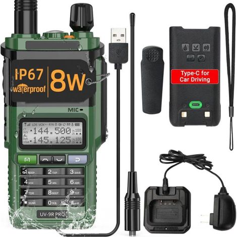 Talkie-walkie double puissance 8W - Double bande étanche - Radio bidirectionnelle professionnelle - Communication fiable en toutes conditions (1/5)