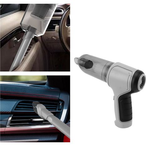 Potente aspiradora inalámbrica para coche: aspiradora portátil multifuncional con batería de iones de litio 18650 y amplios accesorios. Color: ABS gris. (1/5)