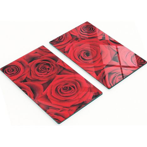 Tablas decorativas de cristal para cortar y servir, rosas rojas, 2x30x52 cm