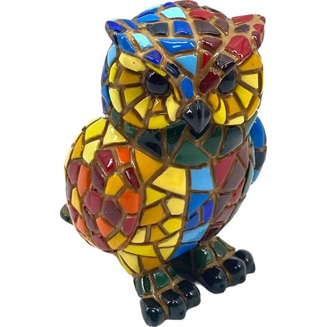 Gufo in mosaico di resina colorata S - Decorazione originale e moderna