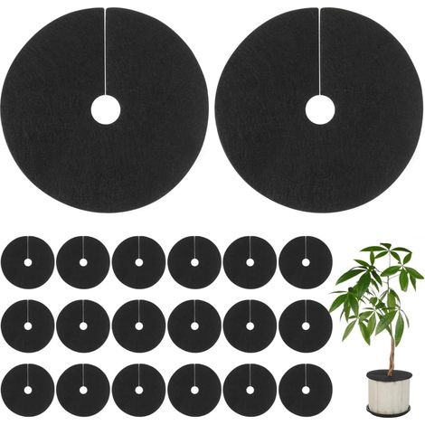 Lot de 20 Tapis de Protection Contre Les Mauvaises Herbes Ø 15cm - Disque de Paillage Épais 3mm Anti-Herbe - Collerette Géotextile Protection Tondeuse pour Tronc d'arbre, Plante, Rosier (1/5)