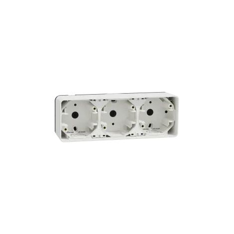 Mureva Styl - Boîte 3 postes horizontale - saillie - IP55 - IK08 - blanc - MUR39913