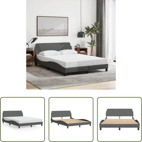 Kopfteil - Bettgestell "Dover" Dunkelgrau 140x190 cm Stoff (1/5)