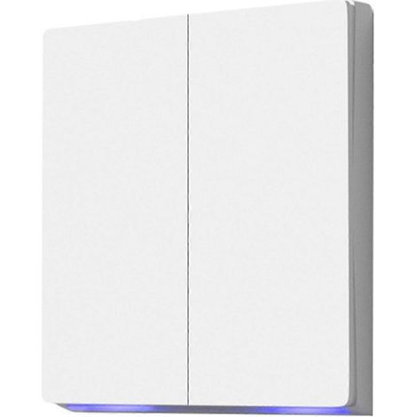 Interrupteur mural intelligent Tuya WiFi à bouton-poussoir pour ventilateur, moteur de rideau ou store (2 voies, neutre requis, gris). (1/5)