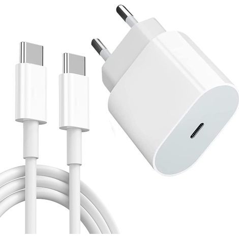 Chargeur USB C 20 W pour iPad Pro avec câble de type C de 2 m compatible avec iPad Pro 12,9/11 pouces, Air 5th/4th, Mini 6, Galaxy S21, S20, S10, etc. Adaptateur secteur USB C pour tablettes Android (1/2)