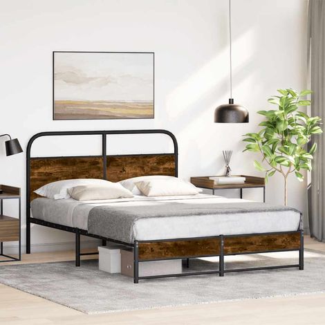 Bettgestell ohne Matratze 120x190 cm Räuchereiche Holzwerkstoff (1/5)