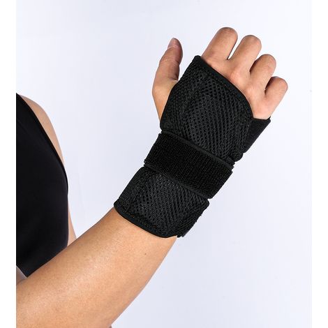 Gant de rééducation sportive main droite, noir, taille universelle, soutien et protection ciblés (1/4)
