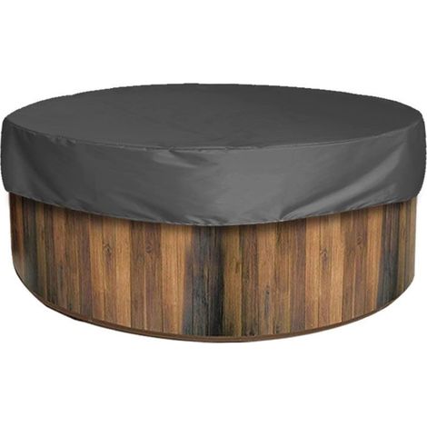 Runde Poolabdeckung, Schwimmbadplane, wasserdichte Whirlpool-Schutzabdeckung, 100 % UV-beständig, 190T, für Whirlpools und Badewannen im Freien, Schwarz, 190 x 30 cm (1/4)