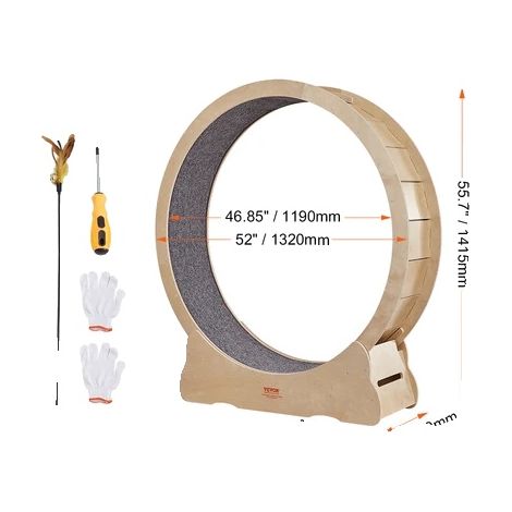 Roue d'exercice pour chat, grande taille, tapis détachable, noir 433 pouces, Beige 52 pouces (1/2)