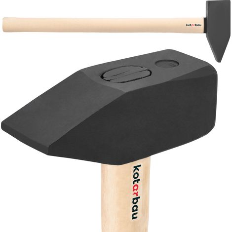 KOTARBAU® Marteau - Acier - 8 kg - Massette - Masse Outil - 80 cm - Marteau Forgeron - Masse pour Fendre le Bois - Noir Naturel - avec Manche en Bois - Ergonomique (1/5)
