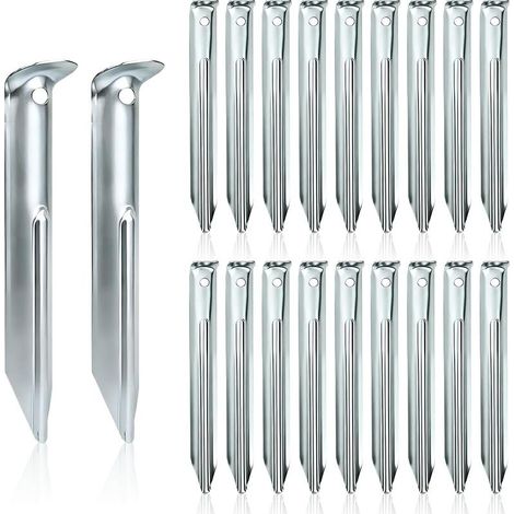 GDHZS- Sardines Camping Piquets De Tente Sardines De Fixation 18cm 20Pcs avec Œillet Piquets De Fixation Piquets Tente Métal pour Tentes De Camping Terrain (1/5)