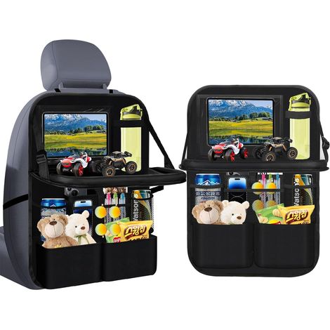 Organisateur d'Auto Protection Siège Arrière Enfant(Noir - 1 pièce), Protection Siège Voiture Enfant Large, Avec Table Rabattable, Porte Tablette Voiture Intégré, Multifonction Étanche (1/5)