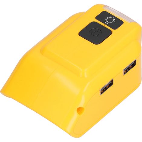 Adaptateur chargeur de batterie avec lampe de travail LED pour chargeur USB 14 V-22 V et sortie CC 12 V (DCB090) avec orifice 12 V CC