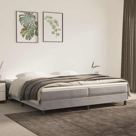 Sommier à ressorts de lit - Sommier pour Adulte et Enfant - Gris clair 200x200 cm Velours BV941534 - BonneVie (1/5)