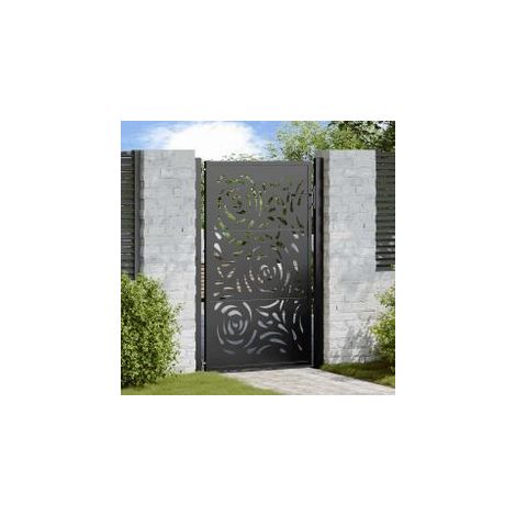 Portail de jardin noir 105x155 acier conception de flamme (1/5)
