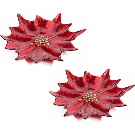 Piatti in Vetro a Forma di Stella di Natale Rossa - Set da 2 - Idea Regalo (1/2)
