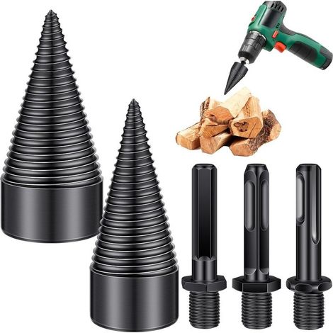Splitter of buches - Accessory for drill - Splitter of buches - Head of cutting in steel fast - Includes 3 handles (1/5)
