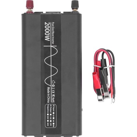 Onduleur de puissance 2000W DC12V à AC220V, convertisseur d'onde sinusoïdale avec prise universelle pour voiture, camping-car, système solaire domestique